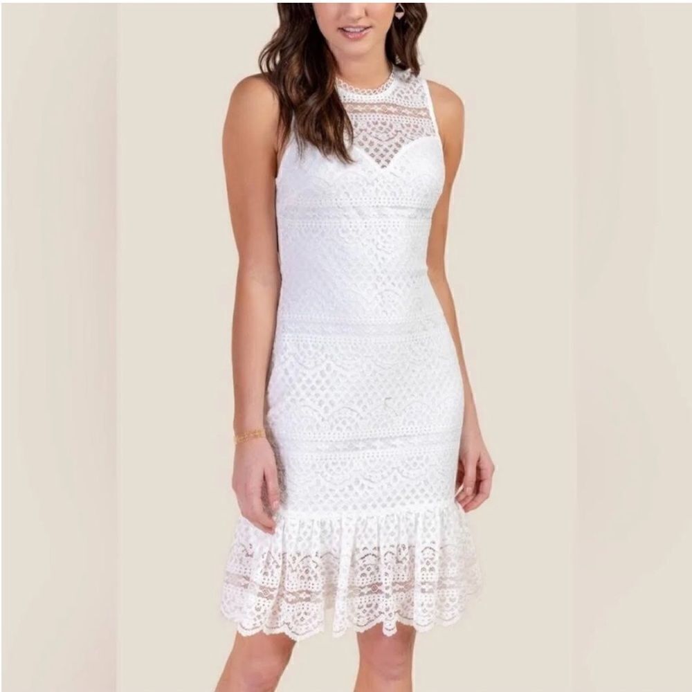 FRANCESCA’s Mi Ami Ivory Sleeveless Lace Dress  Sz XS EUC!